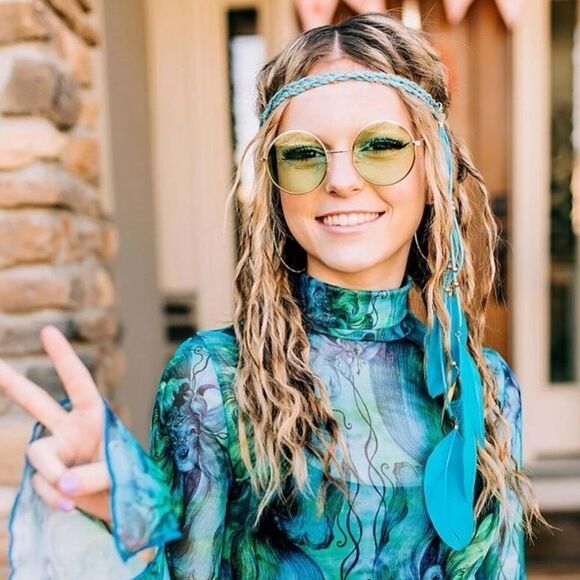 🆕Green Tinted Round Lens Gold Frame Sunglasses - Picture 4 of 5